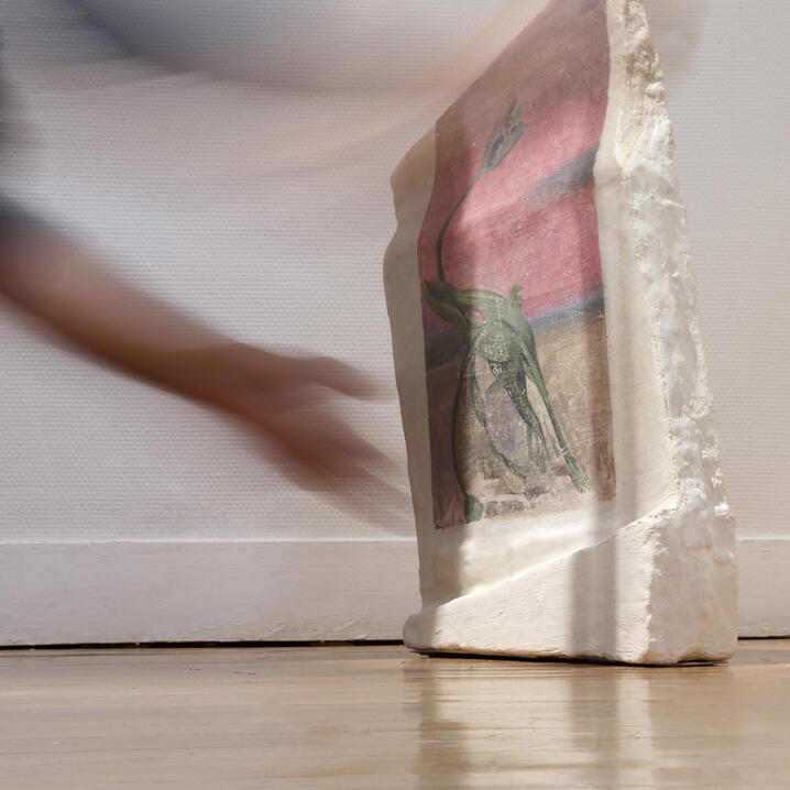 The Flowers — Fresco painting transferred onto a three-dimensional form, 50 × 40 cm, 2025