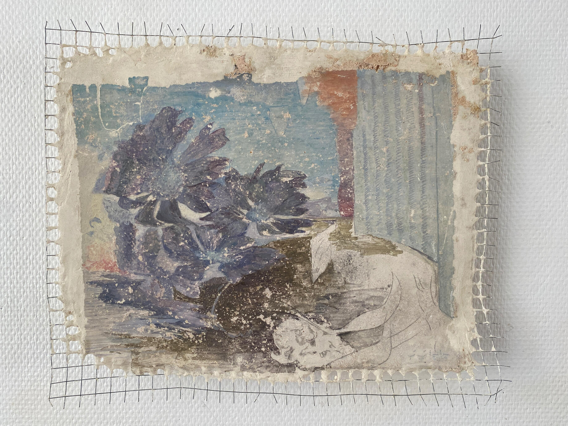 The Flowers — Fresco painting transferred onto a three-dimensional form, 42 × 35 cm, 2025